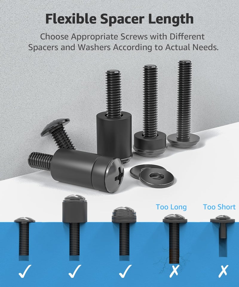 MOUNTUP Universal TV Mounting Hardware Screw Kit with Box - M4 M6 M8 Screws, Spacers & Washers for Most LED LCD OLED 4K TVs, Replacement Screws for TVs/Monitor Mounting, MU9041 - Image 4